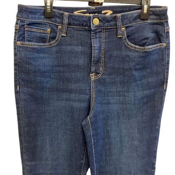 Seven7 high rise vintage straight dark wash non ripped jeans size 12 #740 - Picture 5 of 8